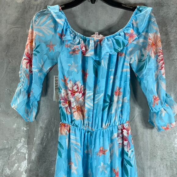 WILLOW DRIVE Women's Sky Blue Combo Off-The-Shoulder Floral-Print Maxi Dress - Picture 4 of 13